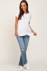 Blue Open Knee Maternity Straight Leg Jeans