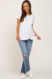 Blue Open Knee Maternity Straight Leg Jeans