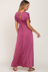 Plum Deep V-Neck Maxi Dress