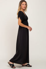 Black Deep V-Neck Maxi Dress