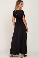 Black Deep V-Neck Maxi Dress