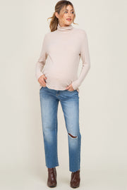 Blue Raw Hem Straight Leg Maternity Jeans