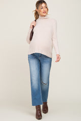 Blue Raw Hem Straight Leg Maternity Jeans