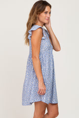 Blue Floral Eyelet Dress