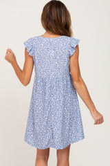 Blue Floral Eyelet Dress