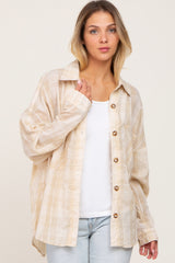 Taupe Plaid Front Pocket Maternity Button Up Top