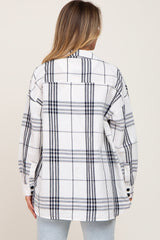 White Plaid Front Pocket Button Up Top