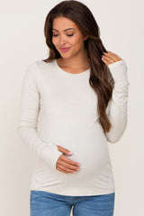 Beige Active Long Sleeve Maternity Top