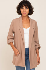 Taupe Side Slit 3/4 Sleeve Blazer