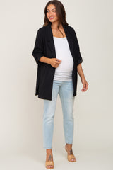 Black Side Slit 3/4 Sleeve Maternity Blazer