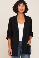 Black Side Slit 3/4 Sleeve Maternity Blazer