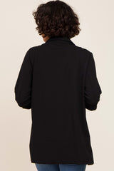 Black Side Slit 3/4 Sleeve Blazer