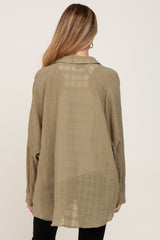 Olive Sheer Button Up Hi-Lo Maternity Top