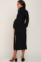 Black Turtle Neck Maternity Sweater Dress