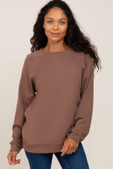 Mocha Long Sleeve Maternity Top