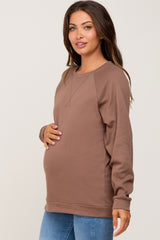 Mocha Long Sleeve Maternity Top