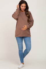 Mocha Long Sleeve Maternity Top