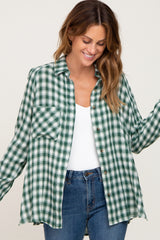 Green Plaid Flannel Top