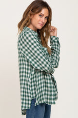 Green Plaid Flannel Top