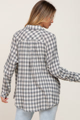 Grey Plaid Flannel Top