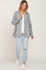 Grey Plaid Flannel Top