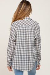 Grey Plaid Flannel Maternity Top