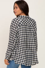 Black Plaid Flannel Maternity Top