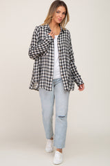 Black Plaid Flannel Top