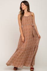 Mocha Animal Print Chiffon Maternity Maxi Dress