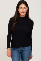 Black Mock Neck Long Sleeve Maternity Top