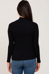 Black Mock Neck Long Sleeve Top