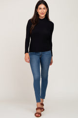 Black Mock Neck Long Sleeve Top