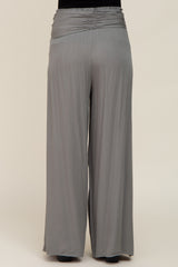 Olive High Waist Tie Front Wide Maternity Pants