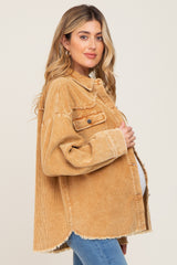 Camel Corduroy Maternity Shirt Jacket