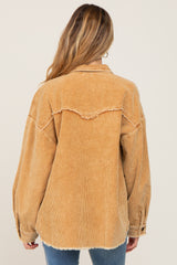 Camel Corduroy Maternity Shirt Jacket