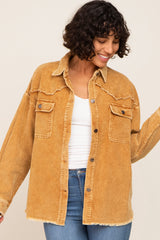 Camel Corduroy Maternity Shirt Jacket