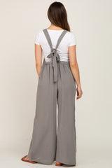 Olive Wide Leg Tie Back Maternity Overalls