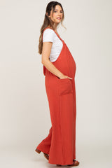 Rust Wide Leg Tie Back Maternity Overalls