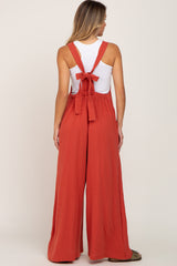 Rust Wide Leg Tie Back Overalls