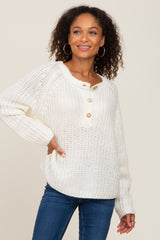 Ivory Open Knit Button Front Maternity Sweater