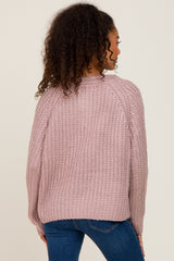 Mauve Open Knit Button Front Sweater