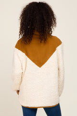 Cream Fleece Sherpa Contrast Pullover