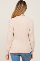 Beige Soft Chenille Knit Maternity Sweater