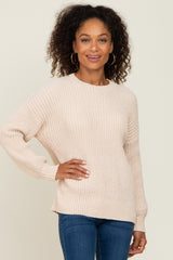 Beige Soft Chenille Knit Maternity Sweater