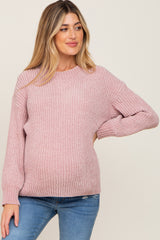 Mauve Soft Chenille Knit Maternity Sweater