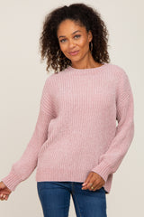 Mauve Soft Chenille Knit Sweater