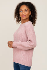 Mauve Soft Chenille Knit Sweater