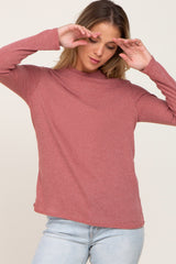 Rust Basic Ribbed Long Sleeve Top