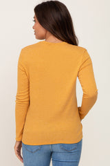 Yellow Basic Ribbed Long Sleeve Maternity Top