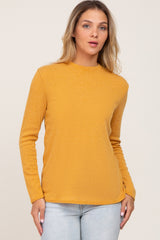 Yellow Basic Ribbed Long Sleeve Maternity Top